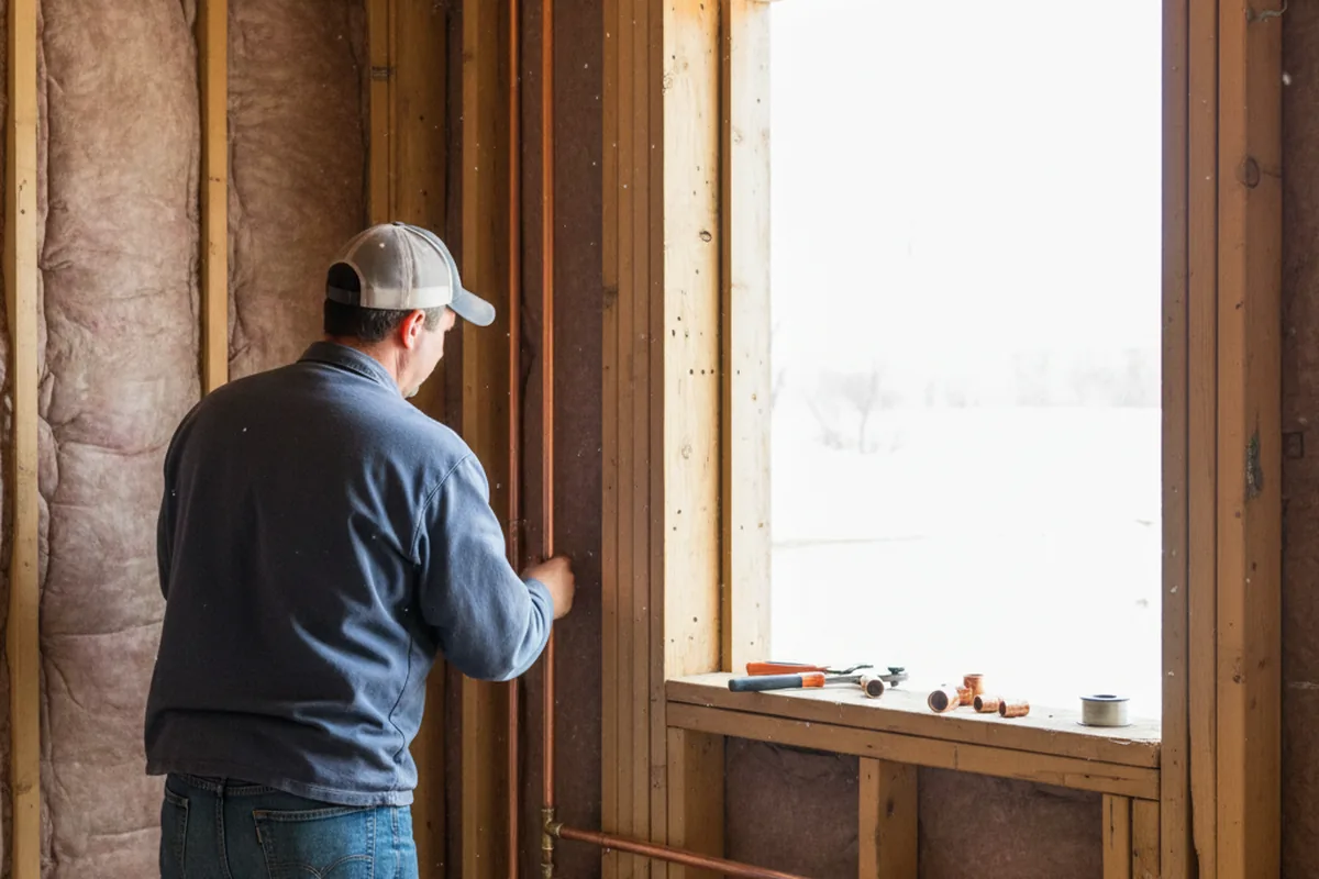 Licensed plumber running new copper supply lines in a Coopersville home