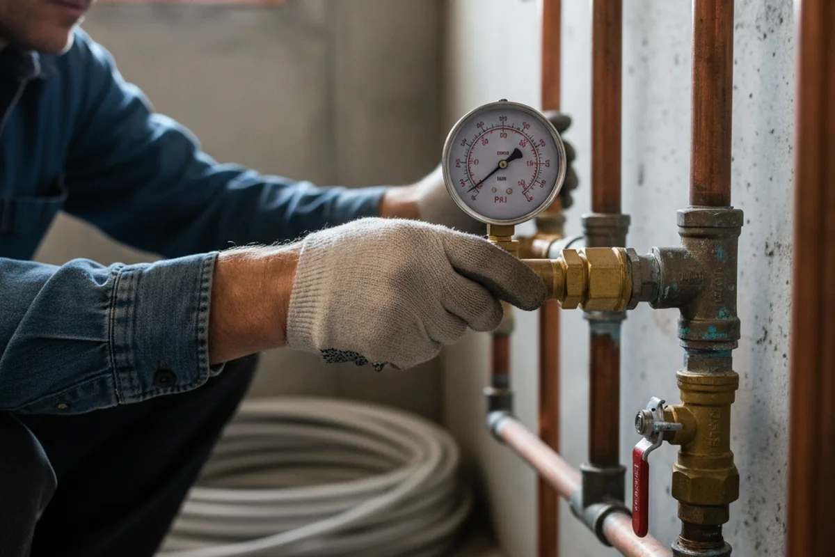Pressure testing a repaired line during Water Line Repair in Coopersville